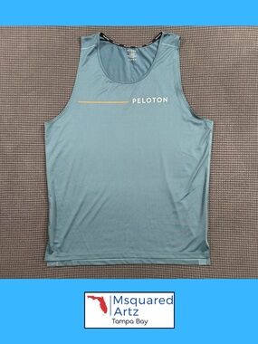 Peloton Tank Top Mens Medium Teal Athletic Sleeveless Performance Shirt